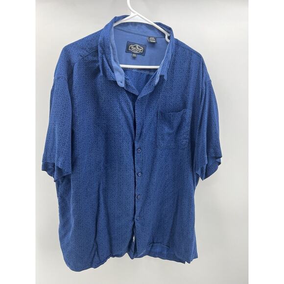 Nat Nast Luxury Originals Short Sleeve Silk Front Pocket Blue Shirt Mens XL - Picture 2 of 5